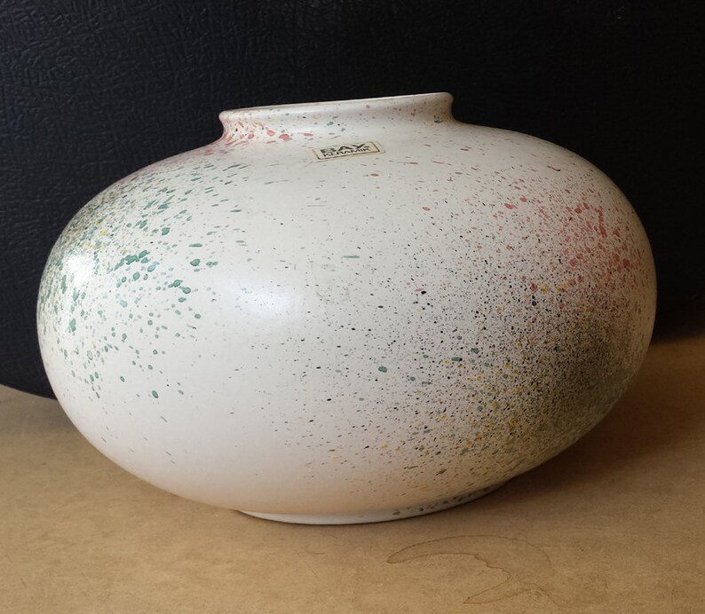 Germany pottery vase with multicoloured sprinkle glaze Bay Keramik 690-18 large pumpkin model ceramic W seventies eighties post-modern