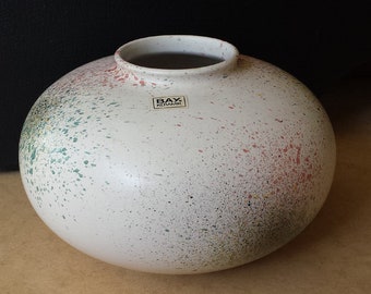 Bay Keramik 690-18: large pumpkin model ceramic West-Germany pottery vase, multicoloured sprinkle glaze, seventies / eighties post-modern