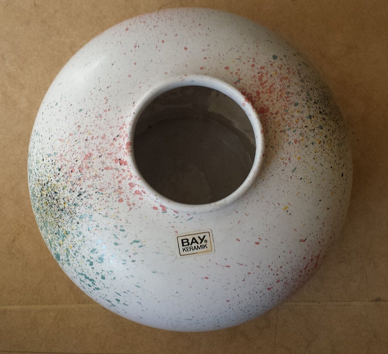 Germany pottery vase with multicoloured sprinkle glaze Bay Keramik 690-18 large pumpkin model ceramic W seventies eighties post-modern