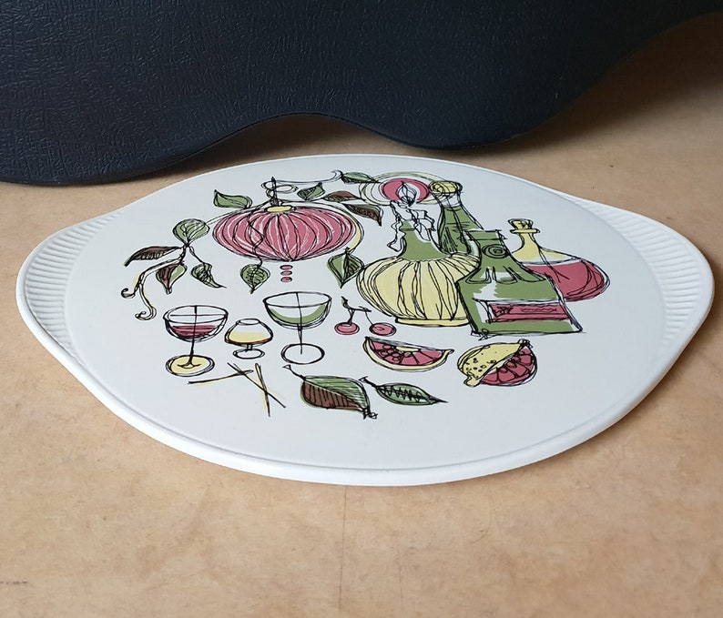 West-Germany mid-century pottery happy food design sixties ceramic cake plate Edelkeramik Gr\u00fcnstadt 2980