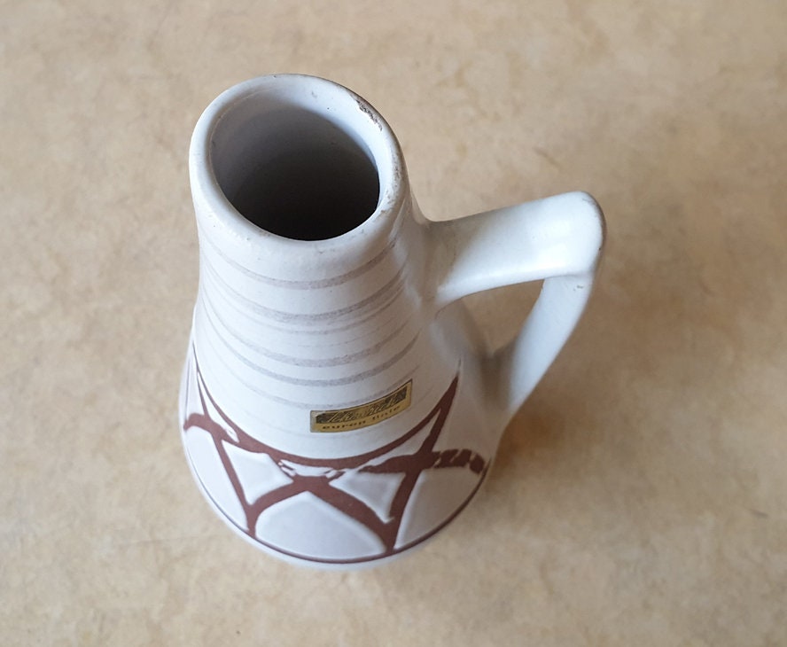 Pottery Etsy Mid-century, Siery: Europ Hand-painted Norway Decoration, Early Heinz West-germany - by Scheurich 1959 Vase, 271-22, Linie \'wax-glaze\'