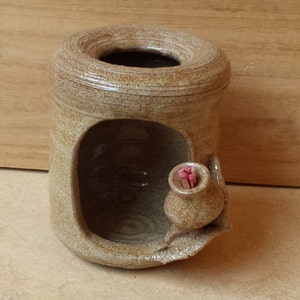Paul van Gompel: rare hand-made Belgian ceramic design  tea light with match &#39;jug&#39;, earth colours decoration, great condition