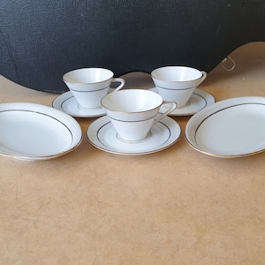 Tettau Porzellan, Bavaria, West-Germany: 1950/60s tea / coffee service parts with stylish and elegant decoration on perfectly designed forms