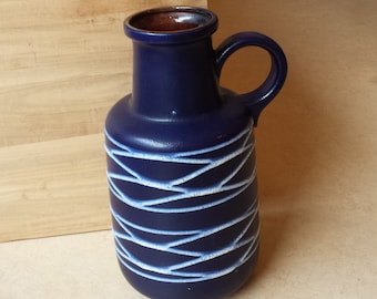 Scheurich 408-40: grand vase en céramique en poterie d’Allemagne de l’Ouest, sixties, décoration abstraite du milieu du siècle avec des lignes volcaniques