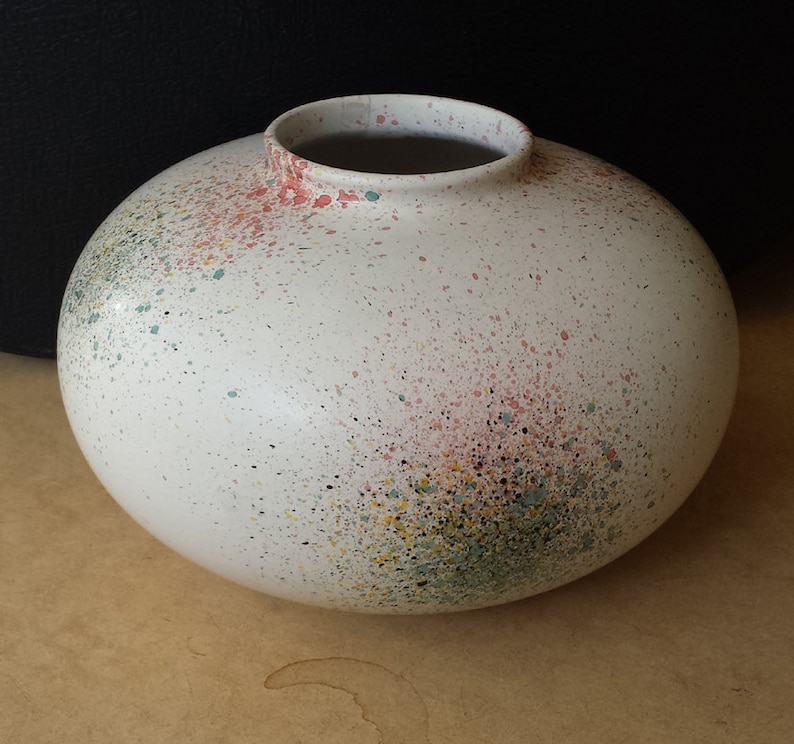 Germany pottery vase with multicoloured sprinkle glaze Bay Keramik 690-18 large pumpkin model ceramic W seventies eighties post-modern