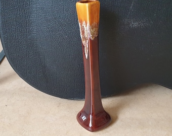 Vallauris, France, 1970s superb fat lava ceramic long-drawn vase, mid-century studio pottery classic French design with sparkling colours