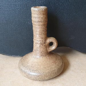 Vest Keramiek F3, Gouda, Netherlands: very typical earthy and austere ceramic Dutch design sturdy mid-century brutalist decoration jug vase