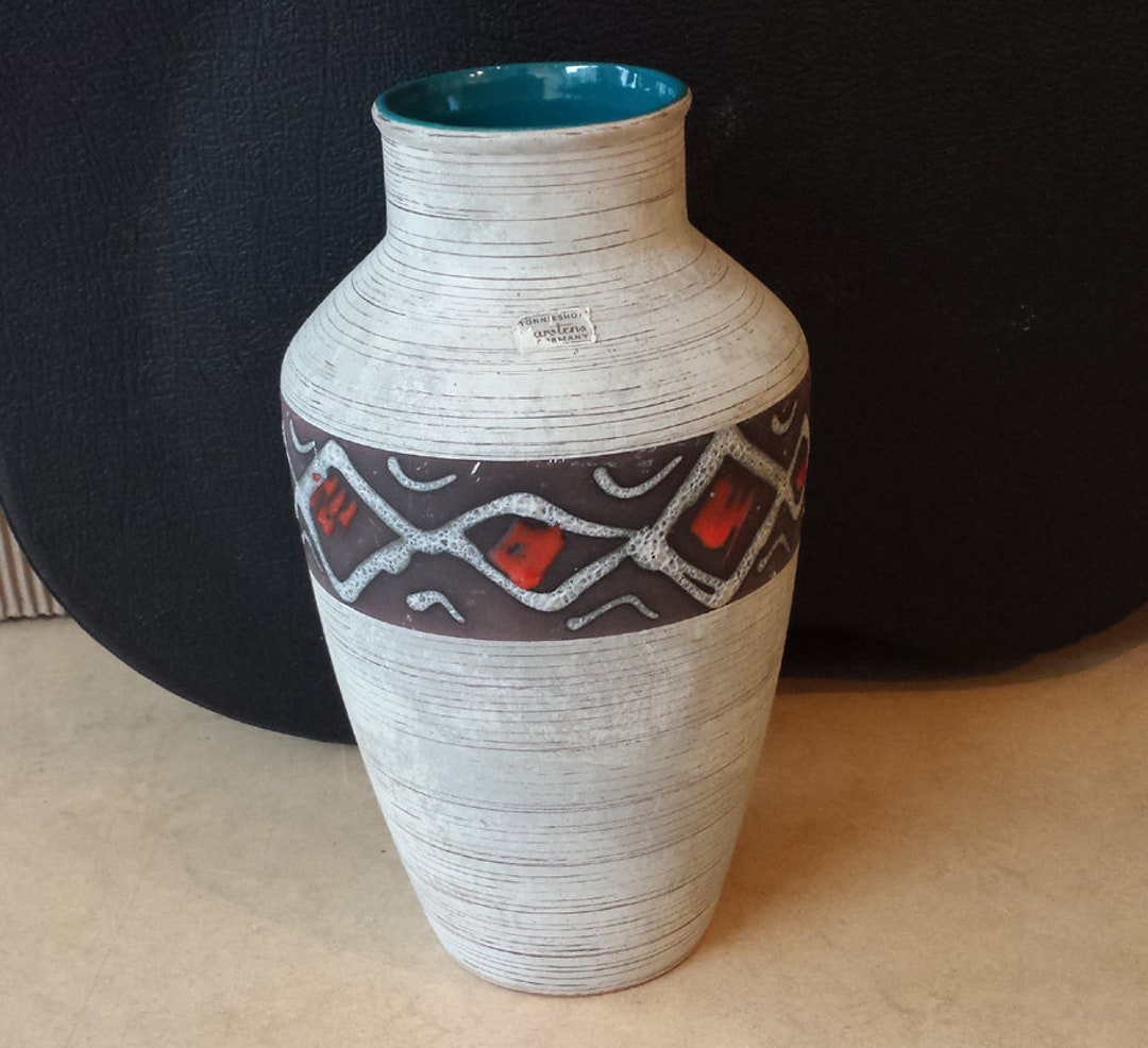 West German Fat Lava Guitar Vase By Roth Keramik