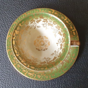 Winterling Schwarzenbach 36, Bavaria, West-Germany: lush espresso / mocca demi-tasse, 1950s, superb green / gold decoration, mandala design