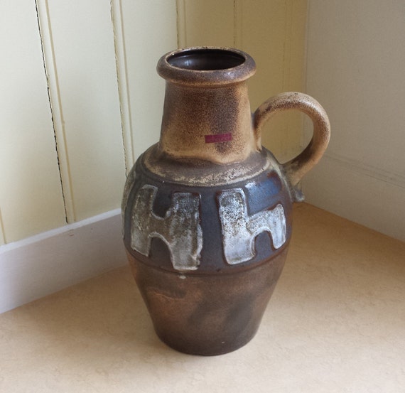 Scheurich 491 42 Huge W German Pottery Handled Floor Vase Etsy