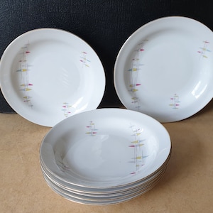 Winterling Röslau 42, Bavaria, West-Germany, fifties soup plates with abstract decoration in pastel colours, mid-century design