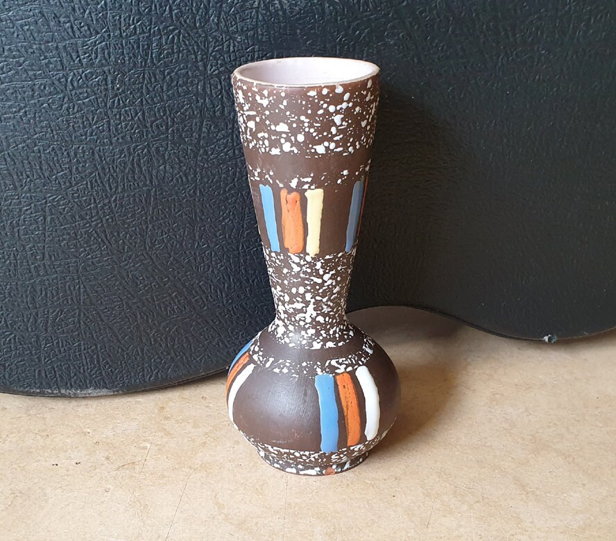 Carstens Tönnieshof 583-18: spectacular West-Germany pottery ceramic vase, mid-century, abstract decoration 1950/60s with hand-panted glaze