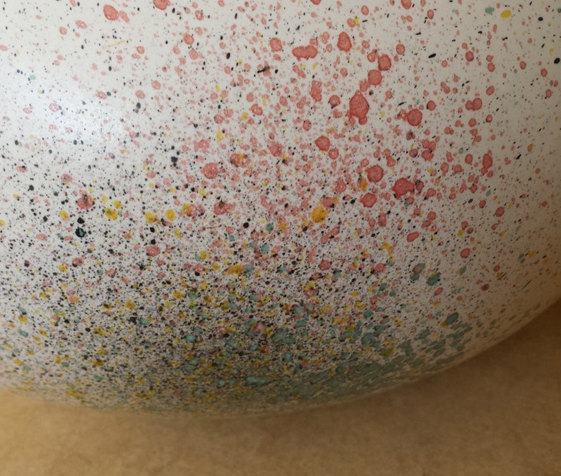 Germany pottery vase with multicoloured sprinkle glaze Bay Keramik 690-18 large pumpkin model ceramic W seventies eighties post-modern