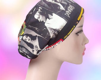 Bride of Frankenstein euro Scrub Cap, Spooky euro scrub cap, Horror girls euro scrub cap, adjustable scrub cap, Elvira scrub cap
