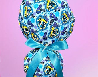 Power girls ponytail scrub cap, cartoons scrub cap, 90s scrub cap, blossom scrub cap, buttercup scrub cap, bubbles scrub cap