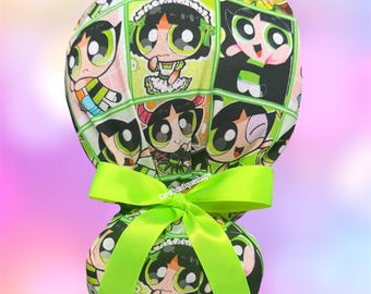 Power girls ponytail scrub cap, cartoons scrub cap, 90s scrub cap, blossom scrub cap, buttercup scrub cap, bubbles scrub cap