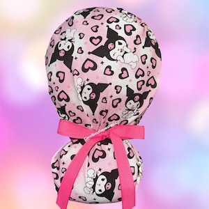 Kitty Cat Ponytail Scrub Cap, Ponytail scrub cap, kurom scrub cap, my melody scrub cap, HK and friends scrub cap image 3