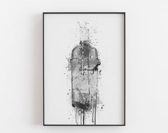 Gin Bottle Wall Art Print 'Emerald' (Grey Edition) 0365A