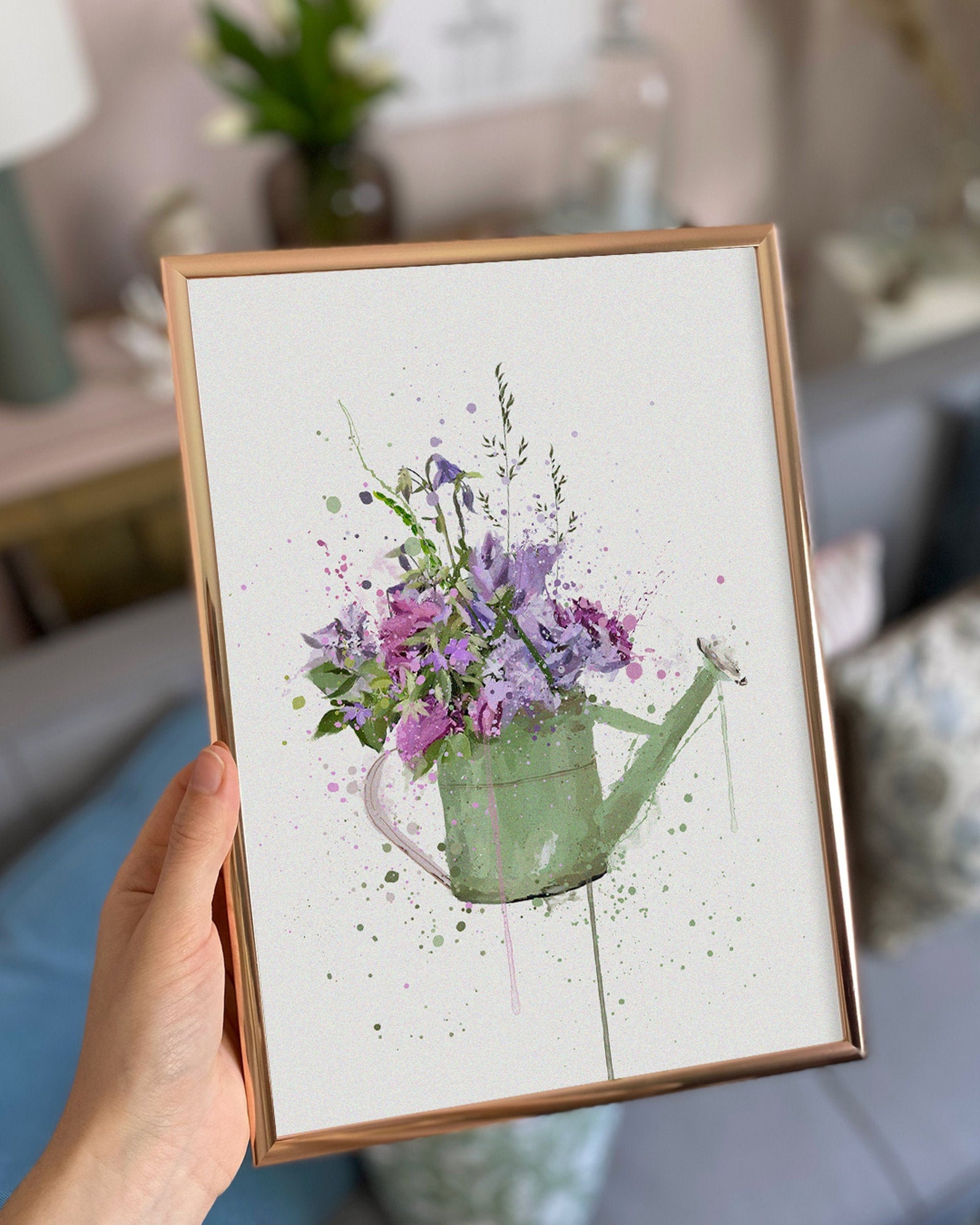 Floral Watering Can Wall Art Print 1103 Etsy