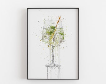 Gin and Tonic Goblet Wall Art Print '0402'