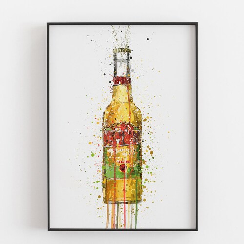 Beer Bottle Wall Art Print 'green' 0352 Etsy UK