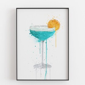 Blue Lagoon Cocktail Wall Art Print 0276 Etsy
