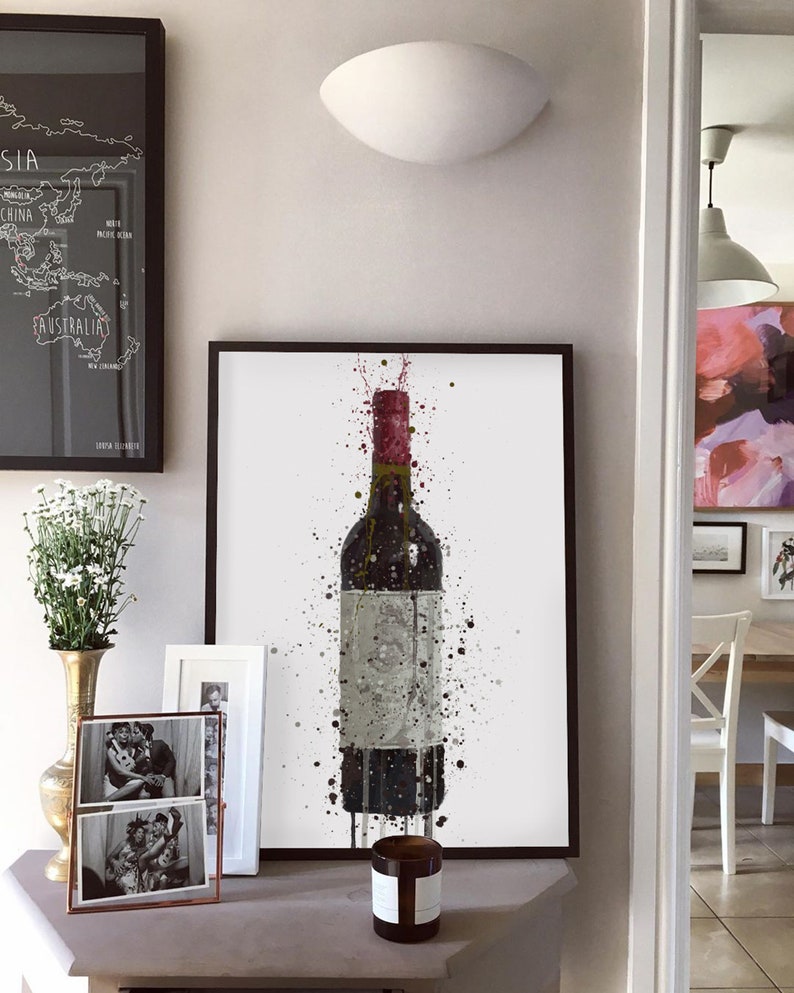 Red Wine Bottle Wall Art Print 'tinto' 0624 Etsy