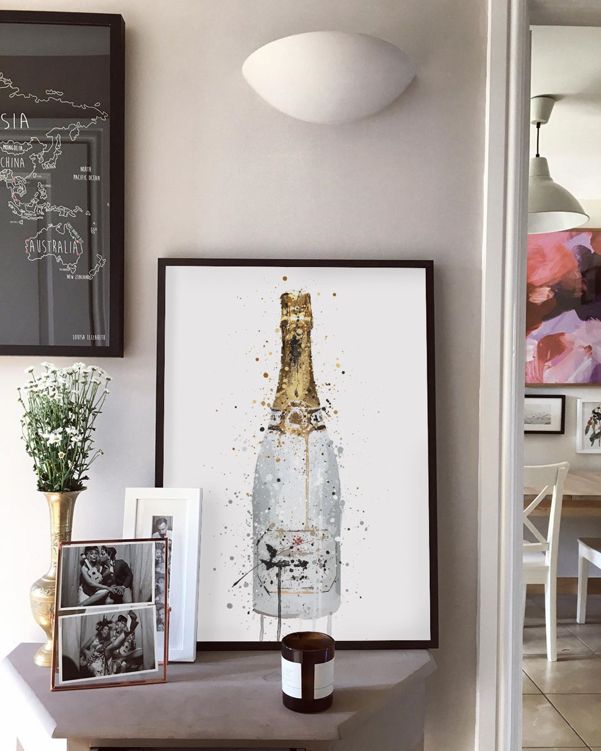 Champagne Bottle Wall Art Print ‘blanc’ 0468 - Etsy UK