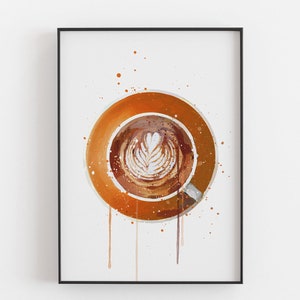 Coffee Wall Art Print 'Flat White Orange' 0987