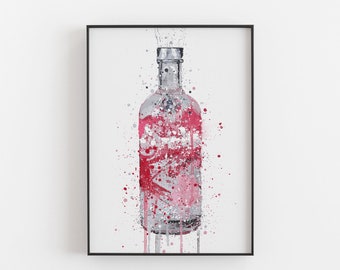 Vodka Bottle Wall Art Print 'Very Berry' 0517