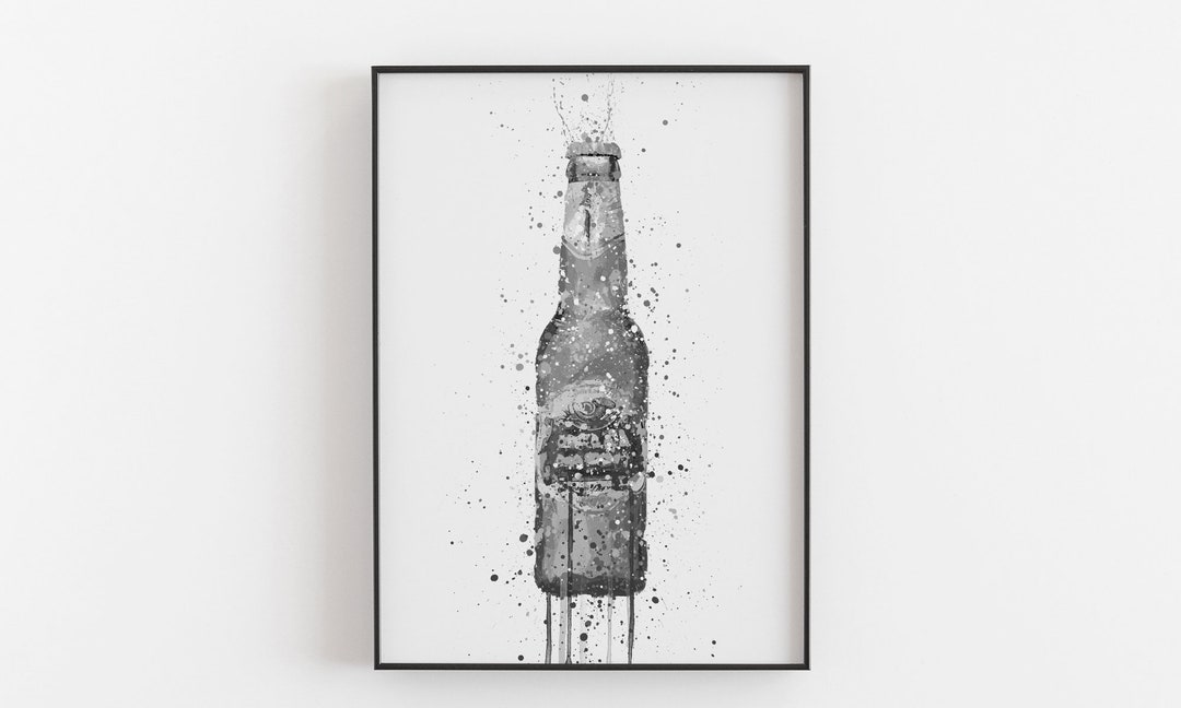 Beer Bottle Wall Art Print 'peridot' grey Edition 0454 Etsy