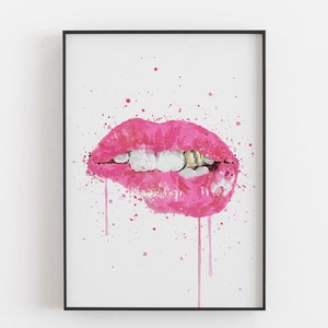 Pop Art Lips Wall Art Print 'Hot Pink' 1182