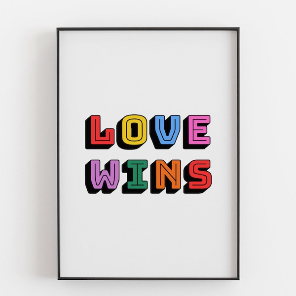 Typographic Wall Art Print 'Love Wins' 0764