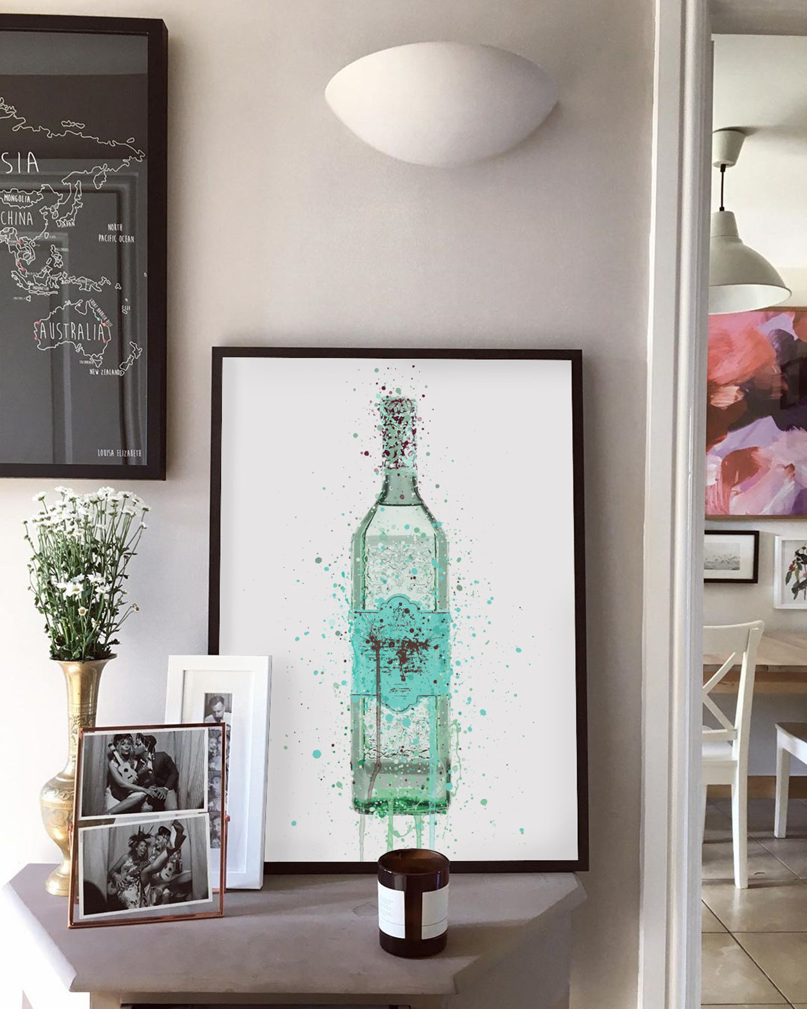 Gin Bottle Wall Art Print 'duck Egg Blue' 0816 Etsy UK