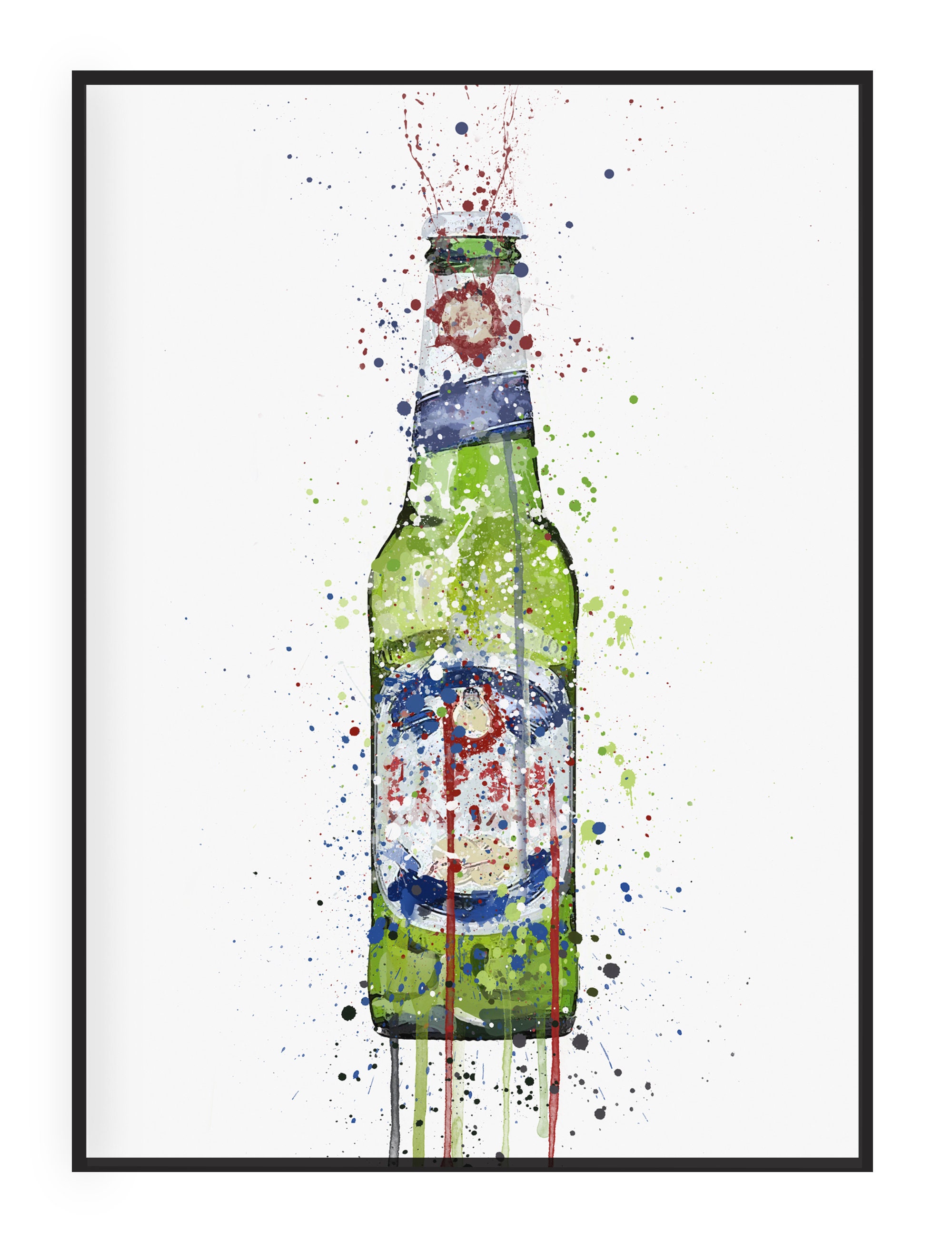 Beer Bottle Wall Art Print 'green' 0352 Etsy UK