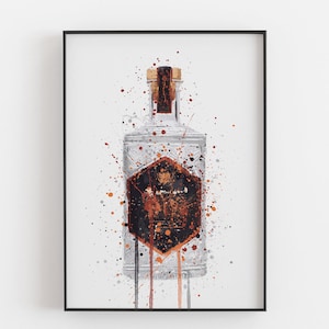 Gin Bottle Wall Art Print 'Honeycomb' 0812