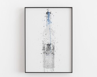 Vodka Bottle Wall Art Print 'Light Grey' 0520