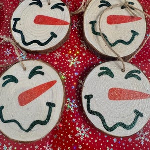 Snowmen Wooden Christmas Ornaments
