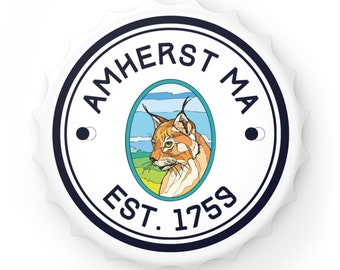 Amherst Massachusetts Est. Ouvre-bouteille lynx 1759 et aimant pour réfrigérateur