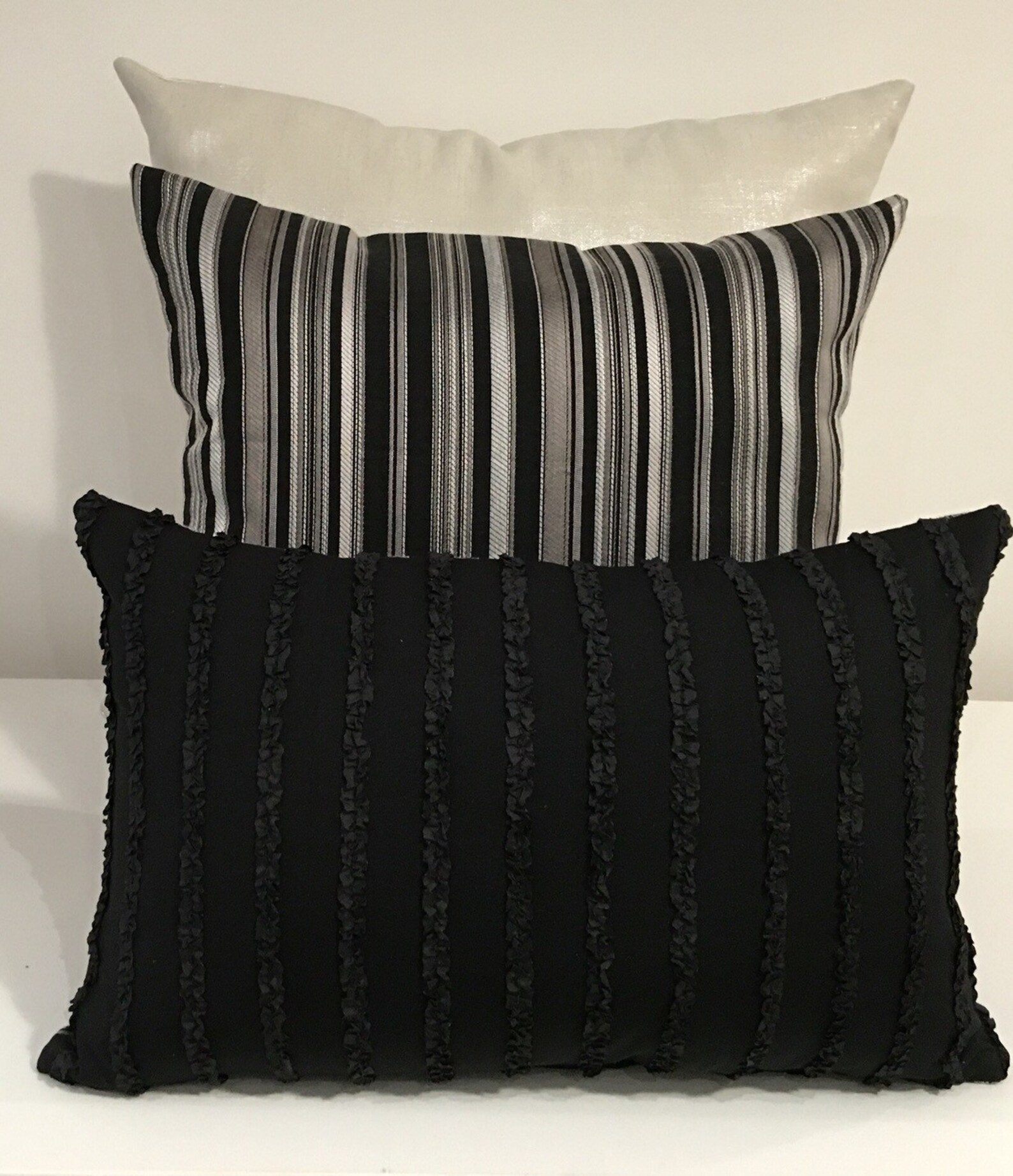 Black Silver Pillow/ 20x 20 Large Pillow/accent Etsy