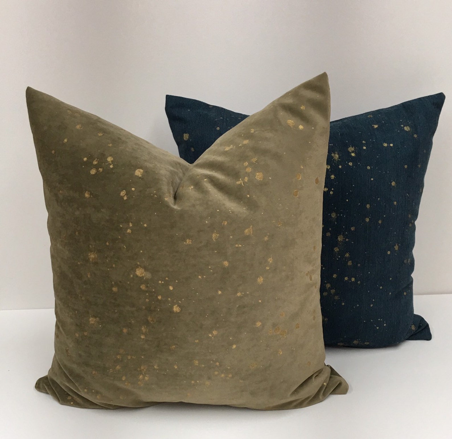 Teal Gold Pillow Covers/ Teal Pillows/ Gold Metallic Pillows/ Etsy