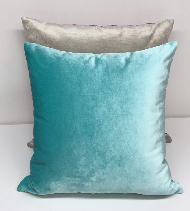 Turquoise Velvet Pillow Cover/ 20x20 Velvet Pillow Etsy