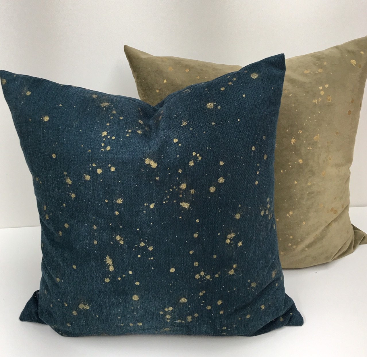 Teal Gold Pillow Covers/ Teal Pillows/ Gold Metallic Pillows/ Etsy