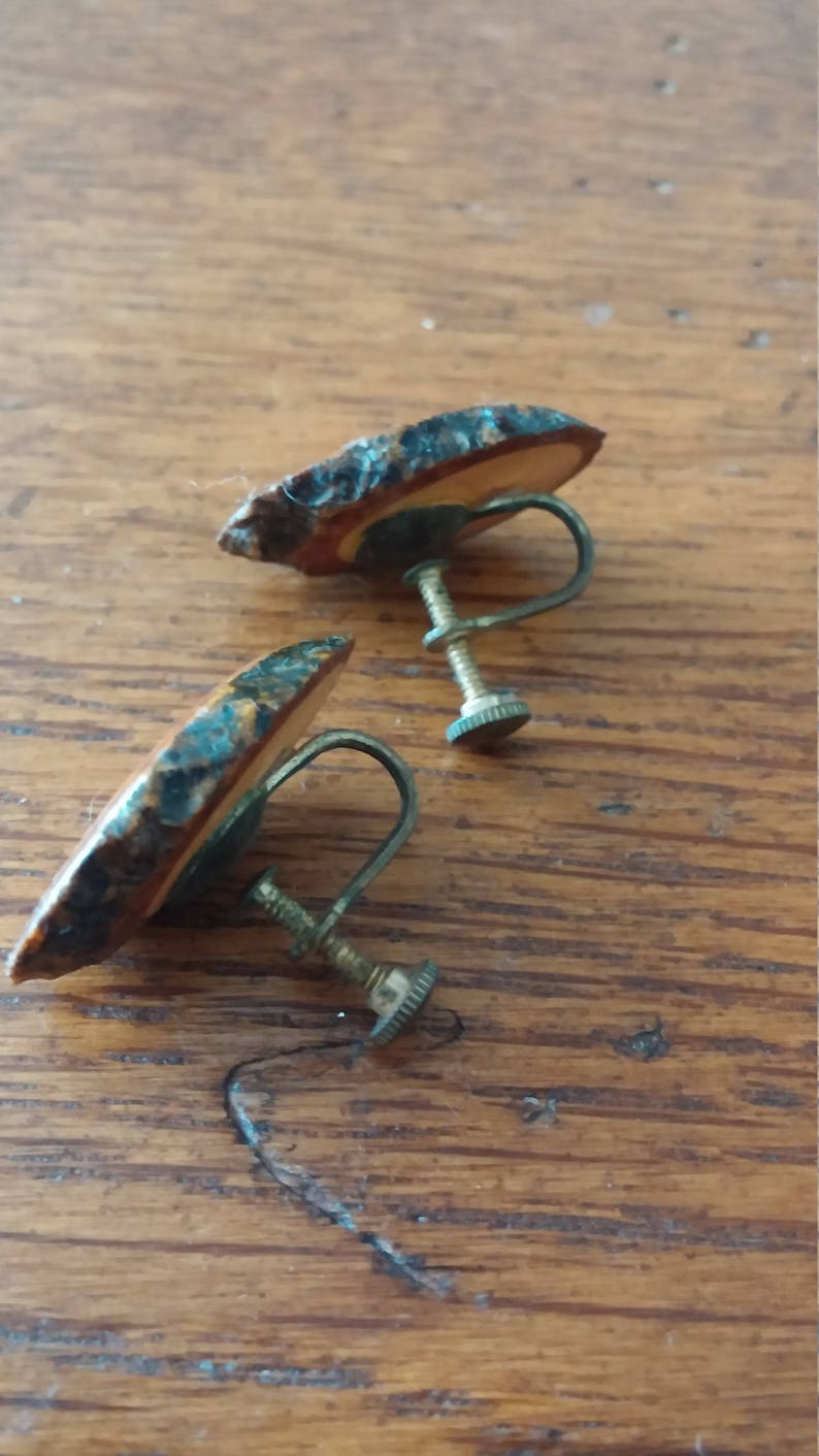 Wood Slice Screw Earrings