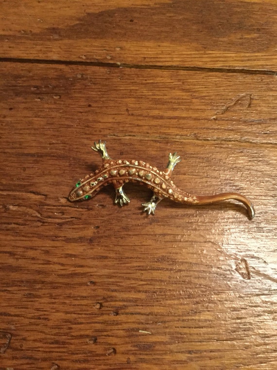 Brown Lizard Brooch - image 2