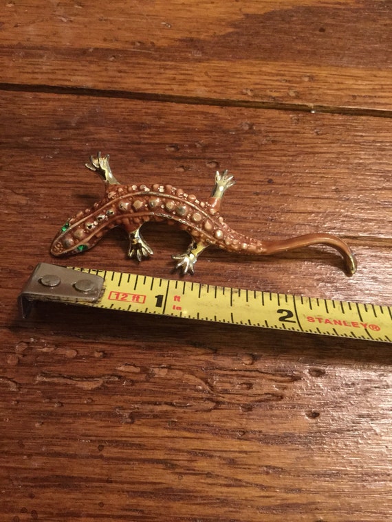 Brown Lizard Brooch - image 3