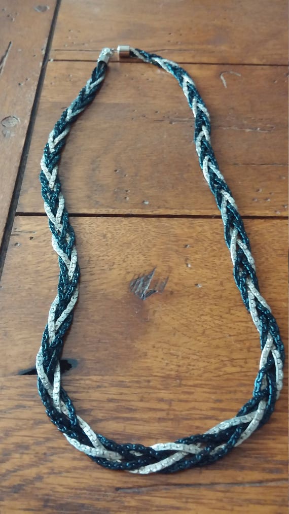Black and Silver Braided Chain Necklace