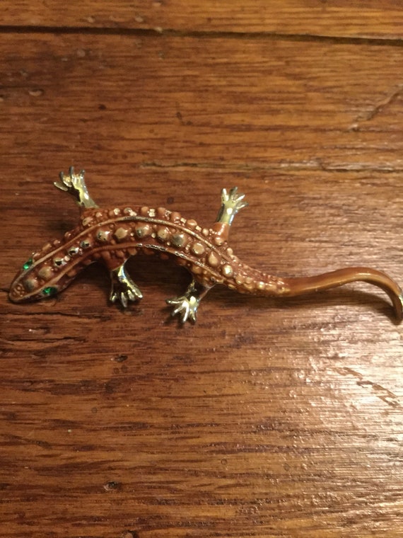 Brown Lizard Brooch - image 5