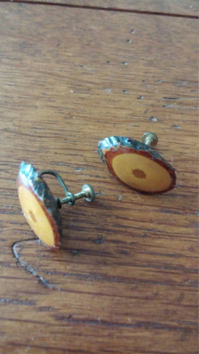 Wood Slice Screw Earrings