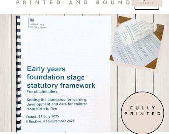 DFE Early Years Foundation Stage Statutory Framework for Childminders Printed and Bound Hard Copy